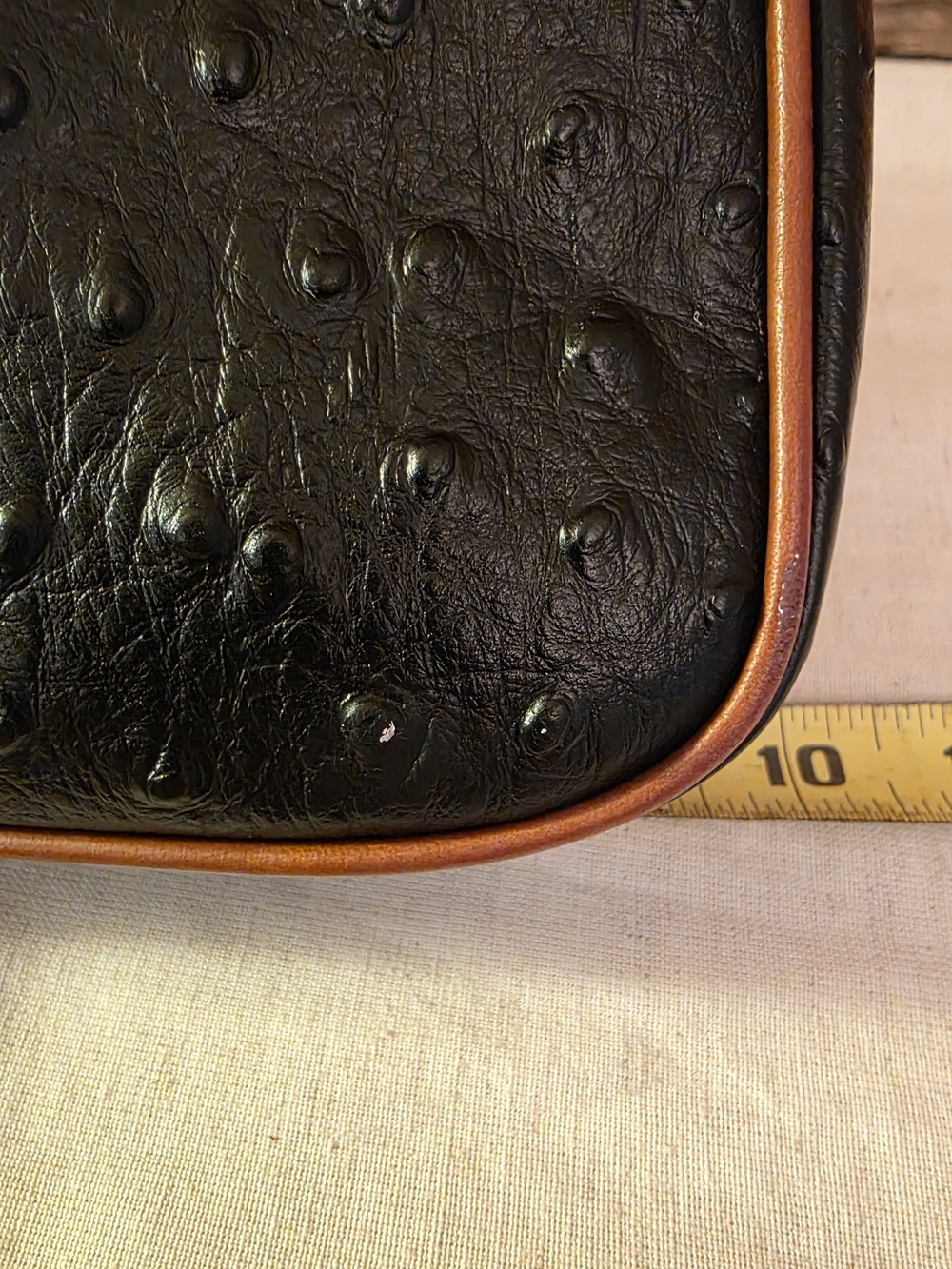 Dooney & Bourke Black Ostrich-Embossed Crossbody with Tan Trim - Picture 3 of 16